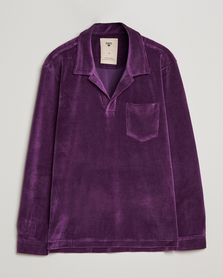 Mies | Kauluspaidat | OAS | Long Sleeve Velour Shirt Purple