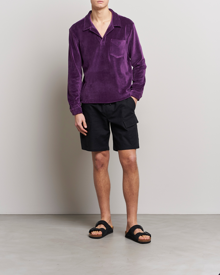 Mies | Kauluspaidat | OAS | Long Sleeve Velour Shirt Purple