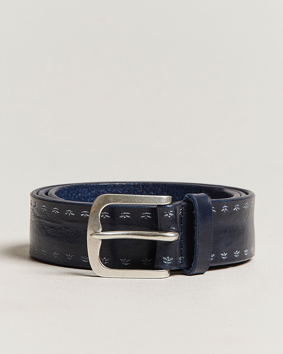 Mies | Orciani Hand Painted Leather Belt Navy | Orciani | Hand Painted Leather Belt Navy