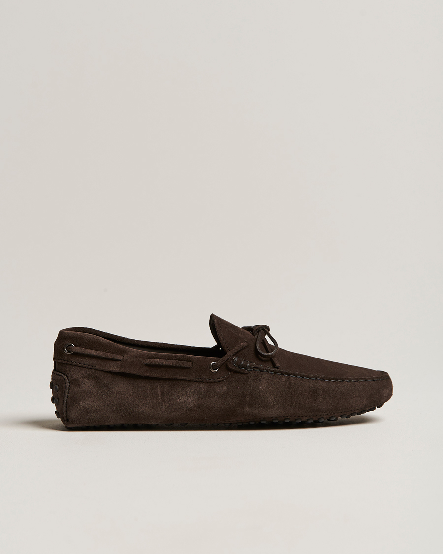 Mies | Tod's Laccetto Gommino Carshoe Dark Brown Suede | Tod's | Laccetto Gommino Carshoe Dark Brown Suede