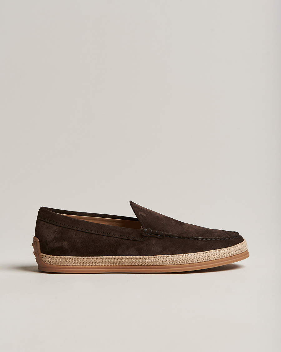 Mies | Tod's Raffia Loafers Dark Brown Suede | Tod's | Raffia Loafers Dark Brown Suede