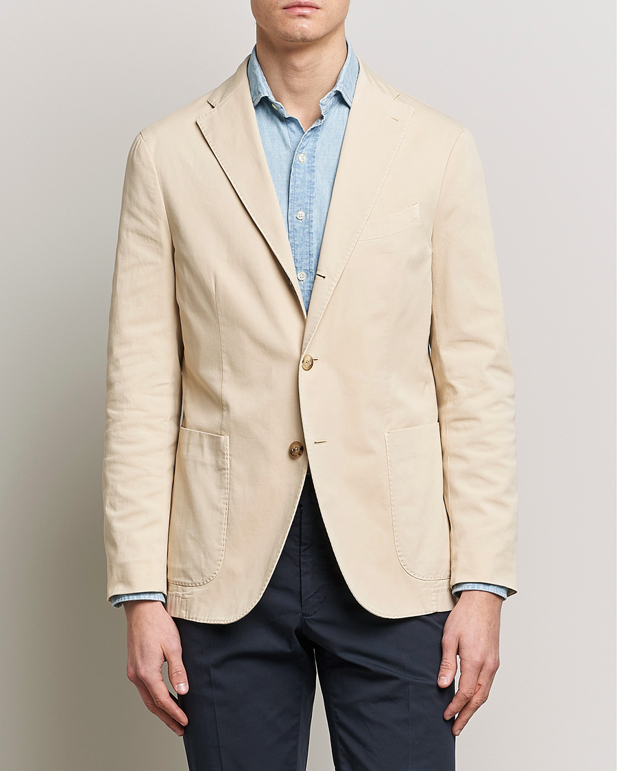 Mies | Puuvillaiset pikkutakit | Boglioli | K Jacket Cotton Stretch Blazer Light Beige