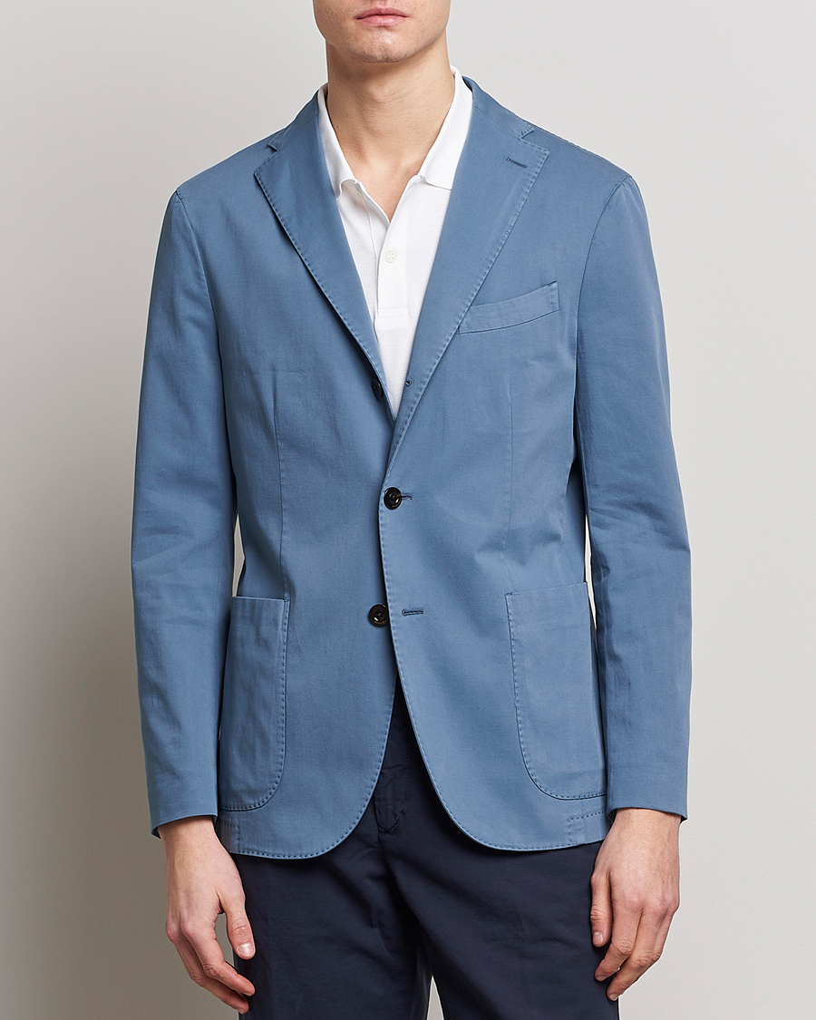 Mies | Puuvillaiset pikkutakit | Boglioli | K Jacket Cotton Stretch Blazer Dusty Blue