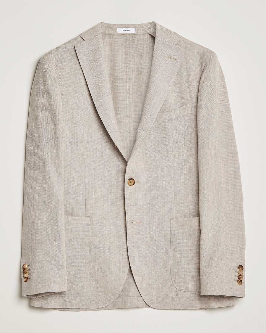 Mies | Pikkutakit | Boglioli | K Jacket Wool Hopsack Blazer Beige