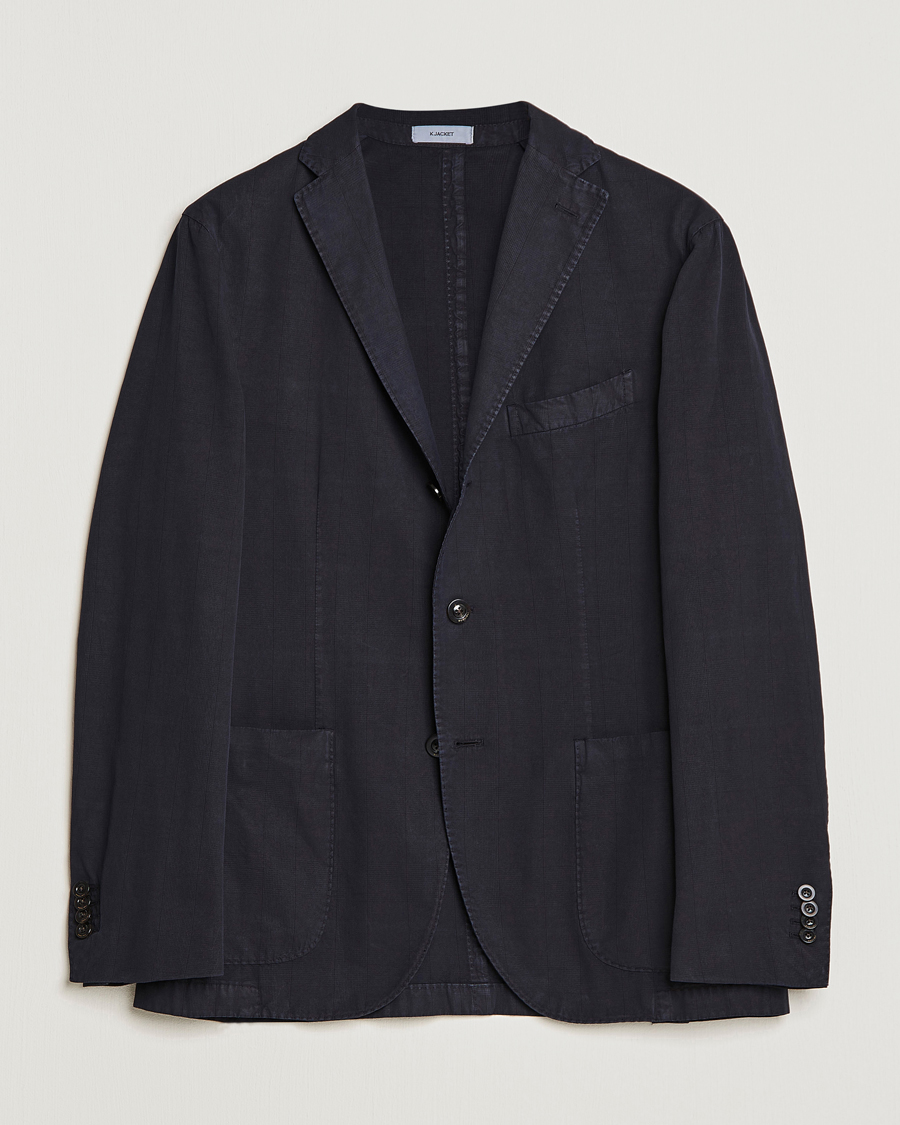 Mies | Pikkutakit | Boglioli | Cotton/Silk Prince Of Wales Check Blazer Navy