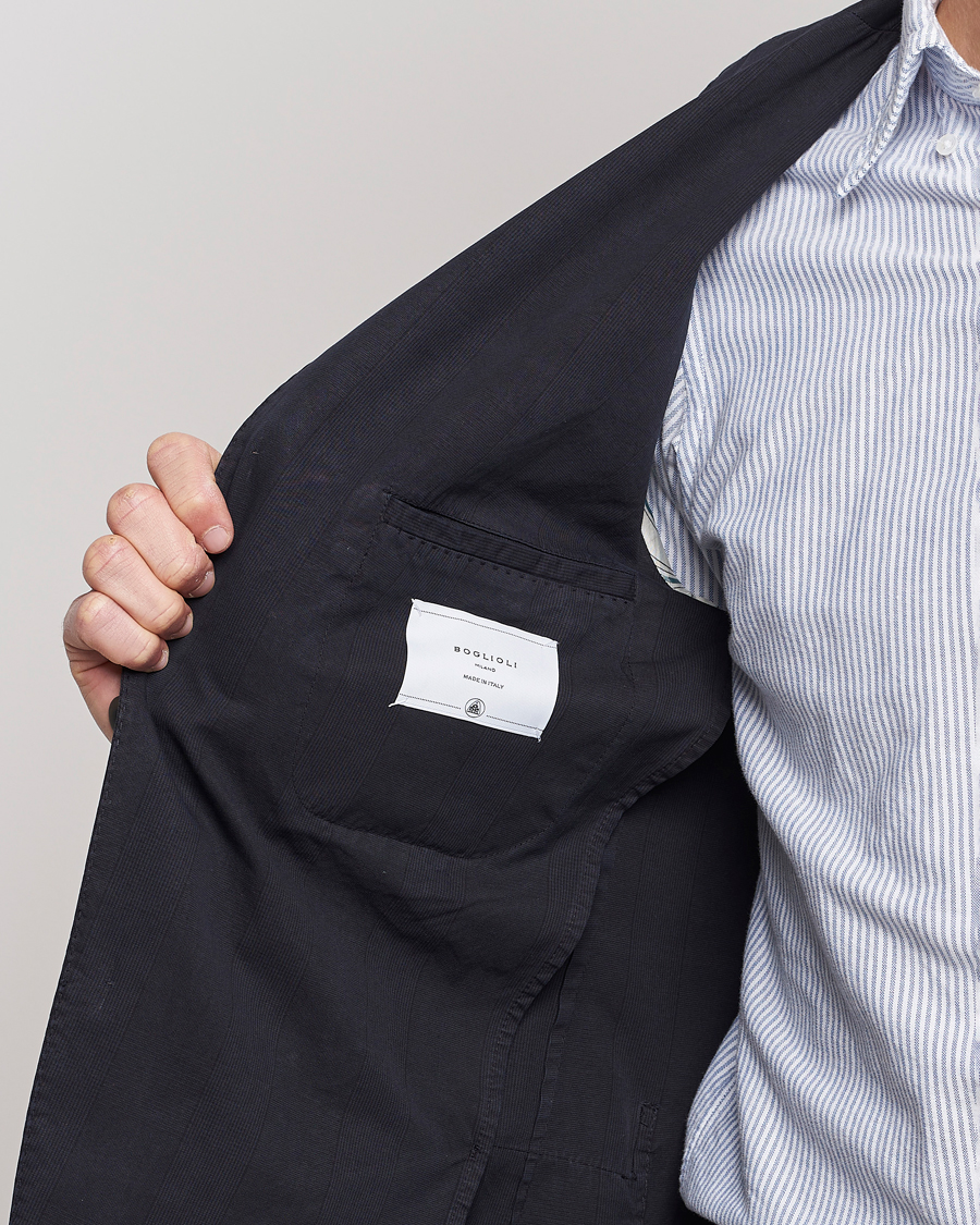 Mies | Pikkutakit | Boglioli | Cotton/Silk Prince Of Wales Check Blazer Navy