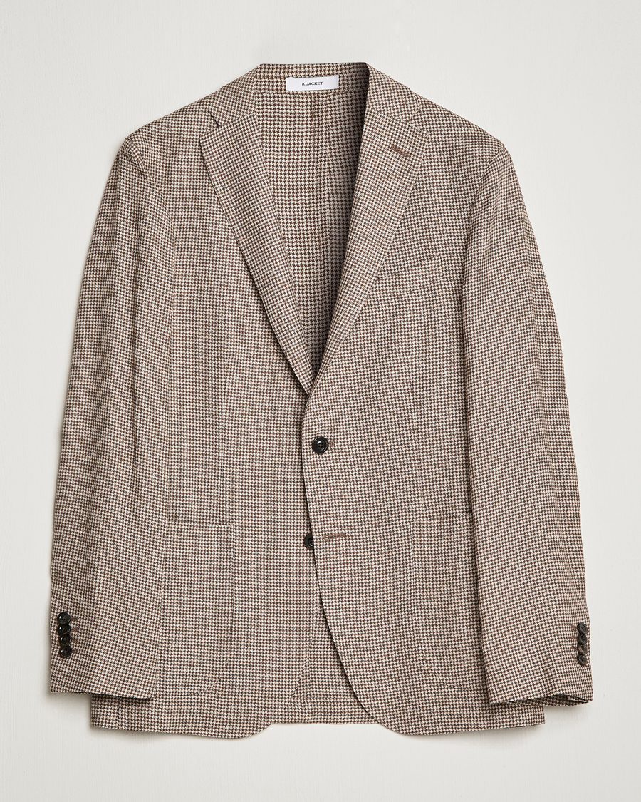 Mies | Pikkutakit | Boglioli | Wool/Linen Houndstooth Blazer Beige