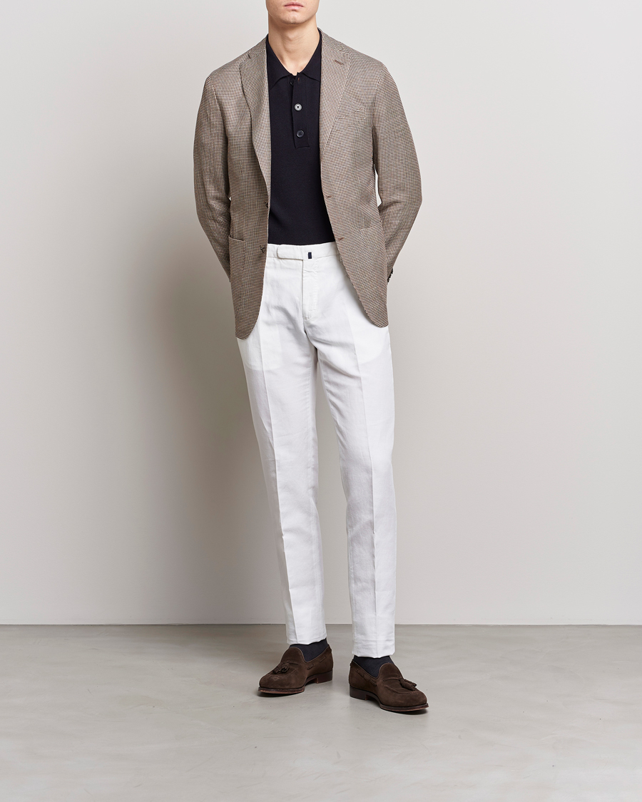 Mies | Pikkutakit | Boglioli | Wool/Linen Houndstooth Blazer Beige