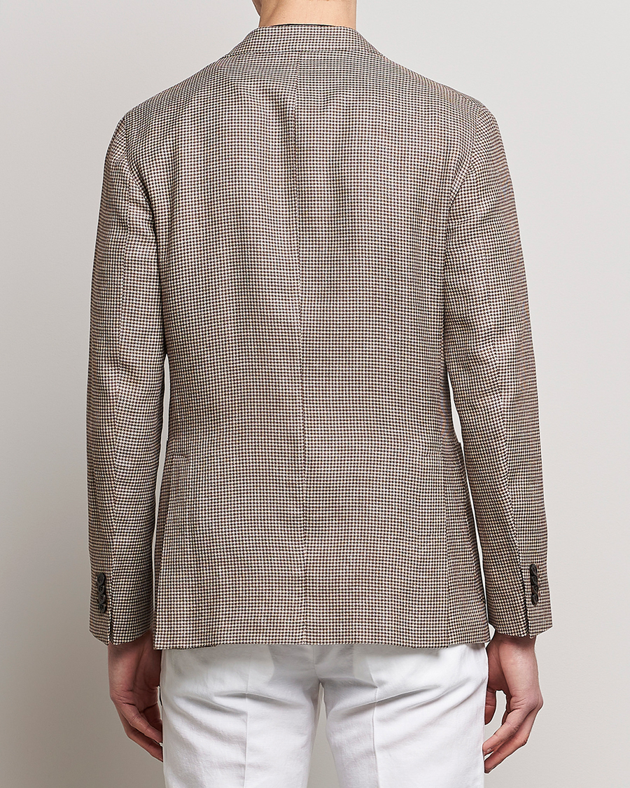 Mies | Pikkutakit | Boglioli | Wool/Linen Houndstooth Blazer Beige