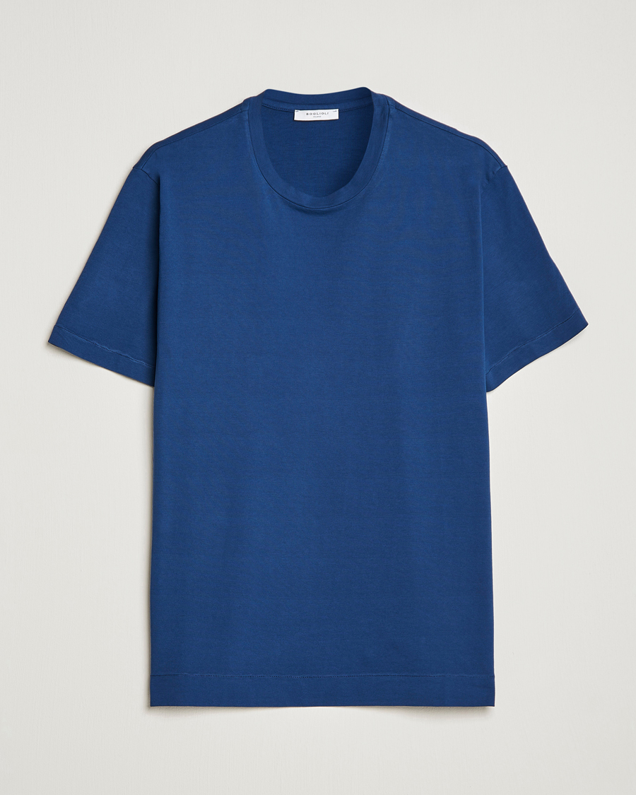 Mies | T-paidat | Boglioli | Short Sleeve T-Shirt Washed Navy