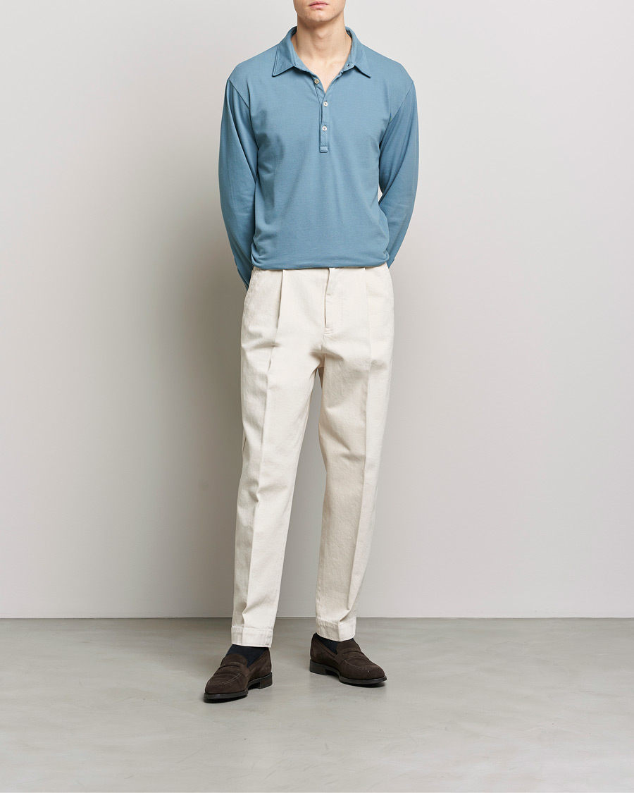 Mies | Puserot | Boglioli | Long Sleeve Polo Light Blue