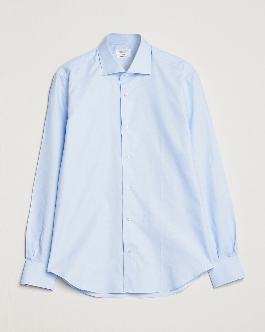 Mies | Kauluspaidat | Mazzarelli | Soft Cotton Microweave Shirt Light Blue