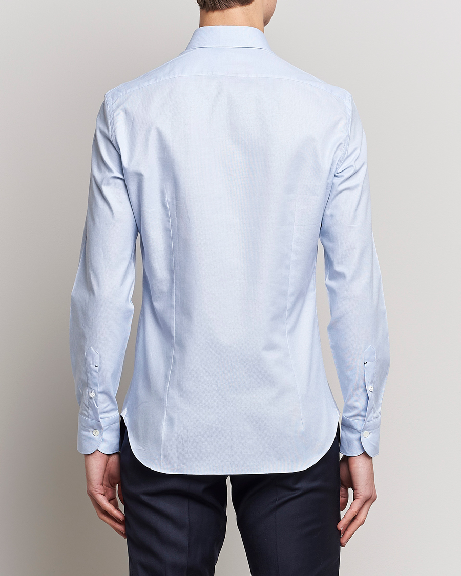Mies | Kauluspaidat | Mazzarelli | Soft Cotton Microweave Shirt Light Blue