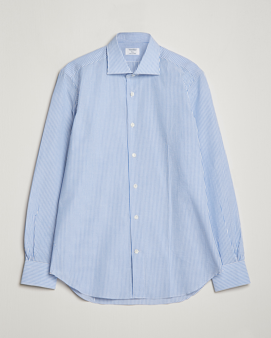 Mies | Kauluspaidat | Mazzarelli | Soft Seersucker Shirt Light Blue Stripe