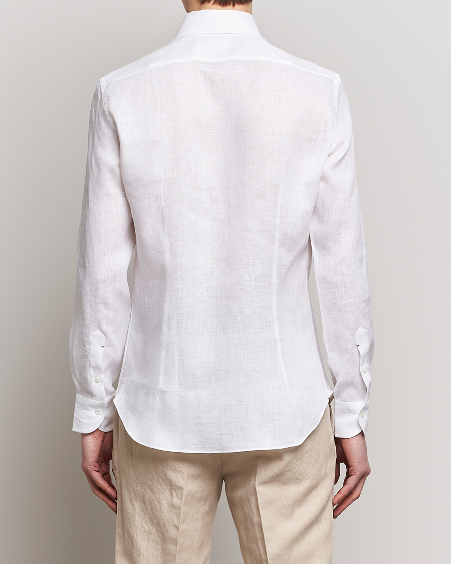 Mies | Kauluspaidat | Mazzarelli | Soft Linen Button Down Shirt White