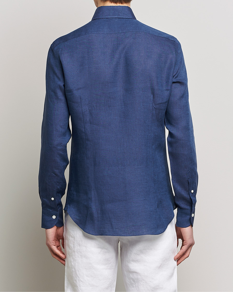 Mies | Kauluspaidat | Mazzarelli | Soft Linen Button Down Shirt Navy
