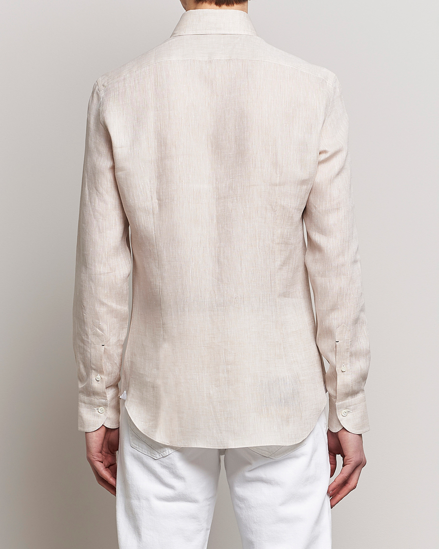 Mies | Kauluspaidat | Mazzarelli | Soft Linen Button Down Shirt Beige