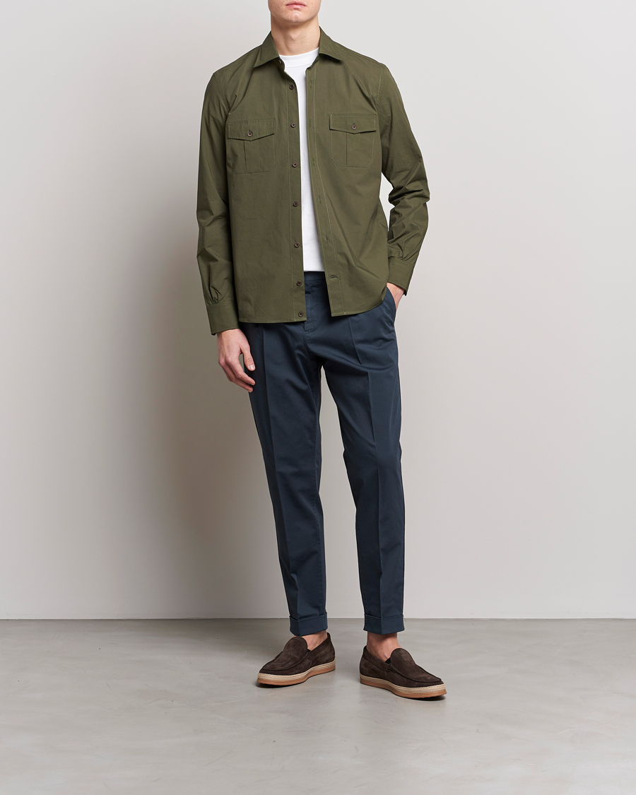 Mies | Kauluspaidat | Mazzarelli | Safari Overshirt Olive