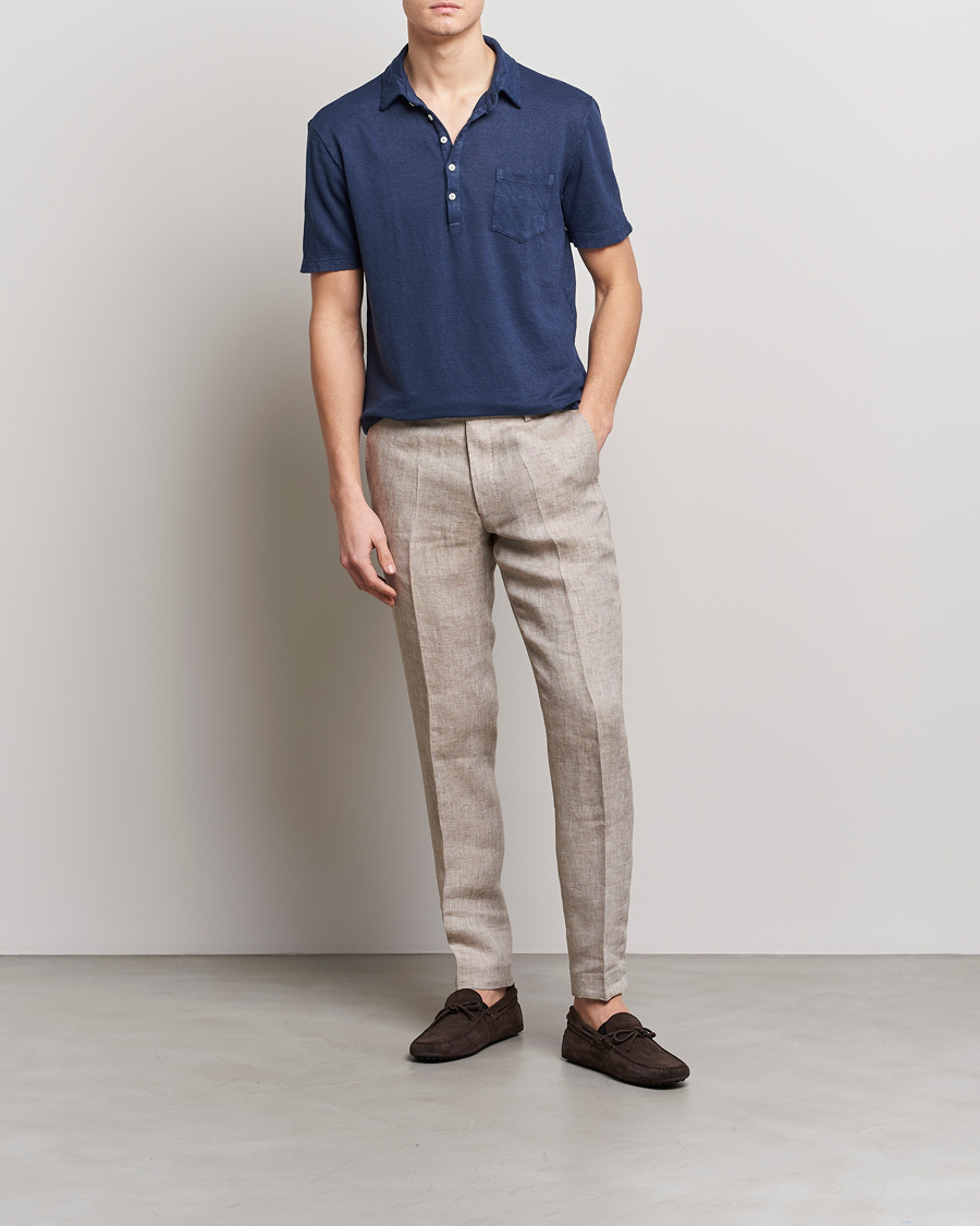 Mies | Pikeet | Massimo Alba | Wembley Linen Polo Navy