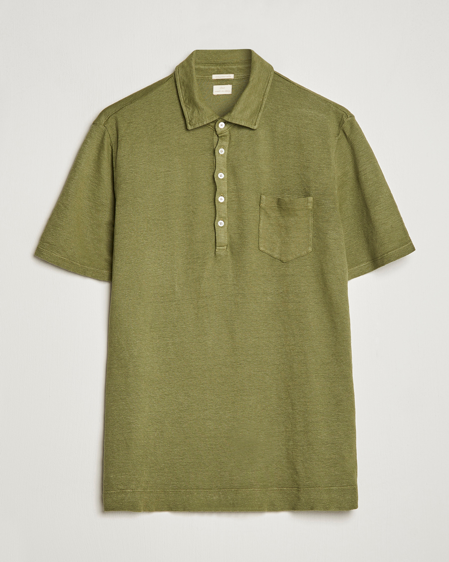 Mies | Pikeet | Massimo Alba | Wembley Linen Polo Green Desert