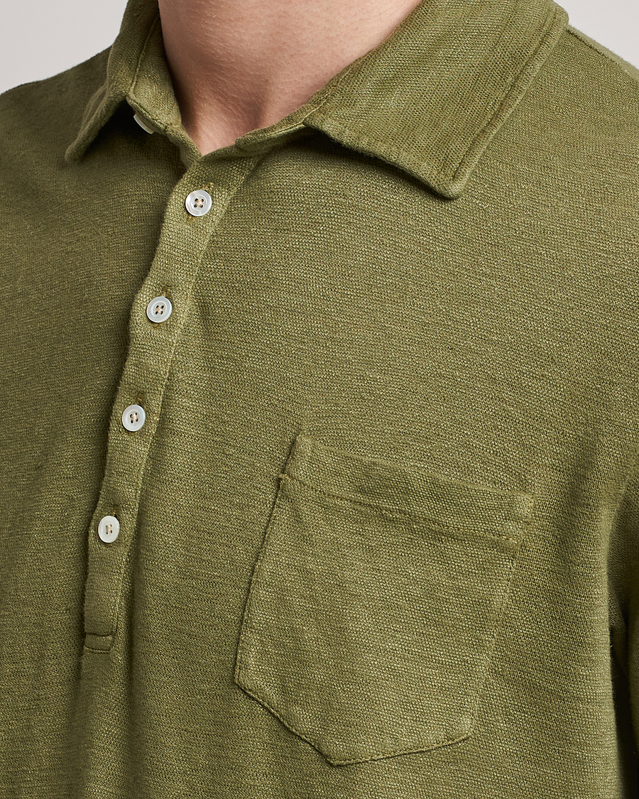 Mies | Pikeet | Massimo Alba | Wembley Linen Polo Green Desert