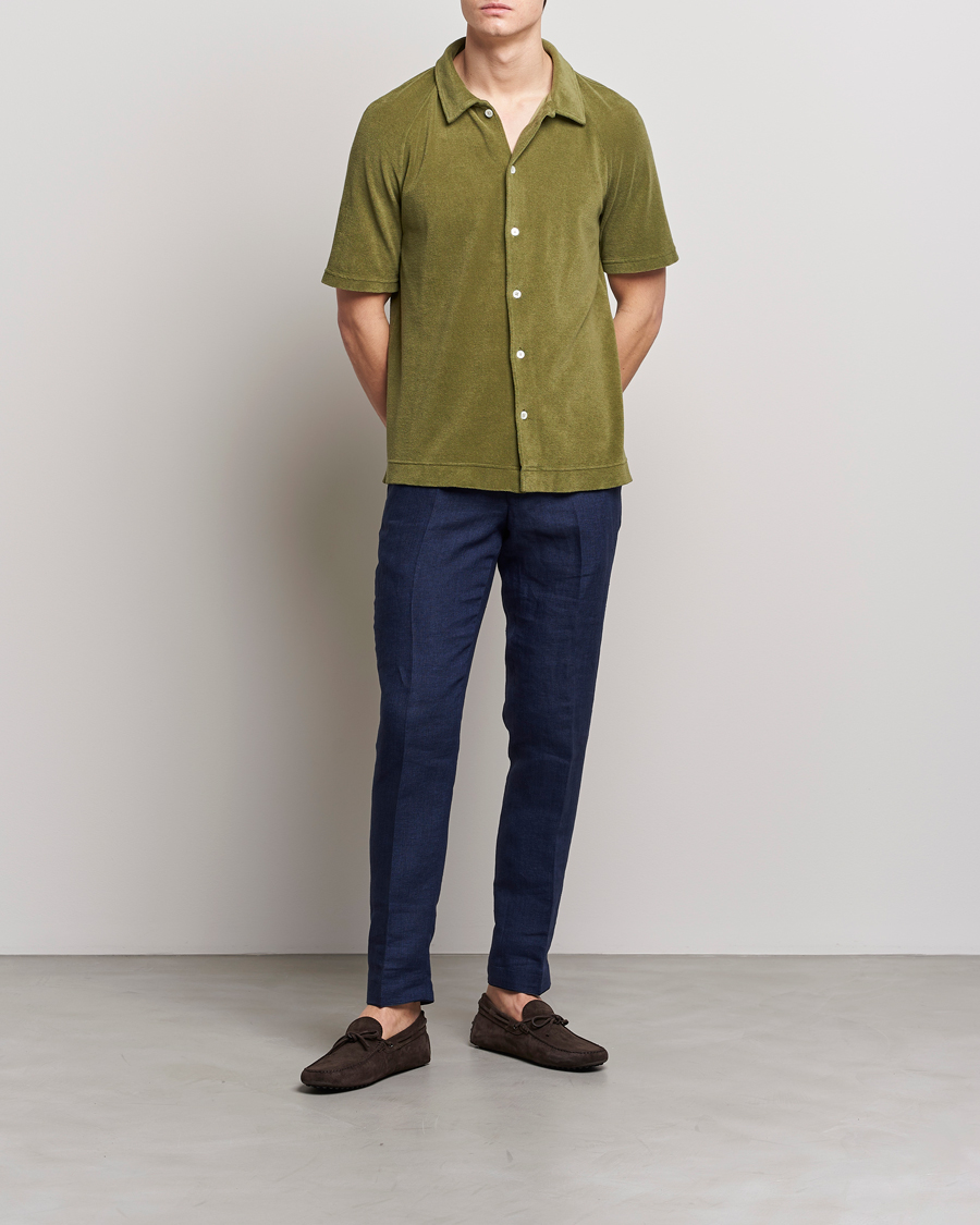 Mies | Pikeet | Massimo Alba | Terry Polo Shirt Green Desert