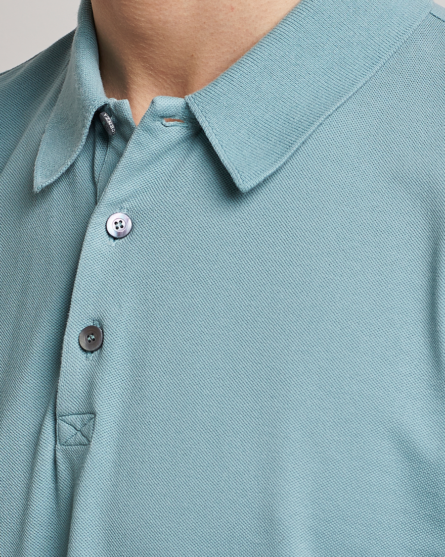 Mies | Pikeet | Piacenza Cashmere | Portofino Short Sleeve Polo Light Blue
