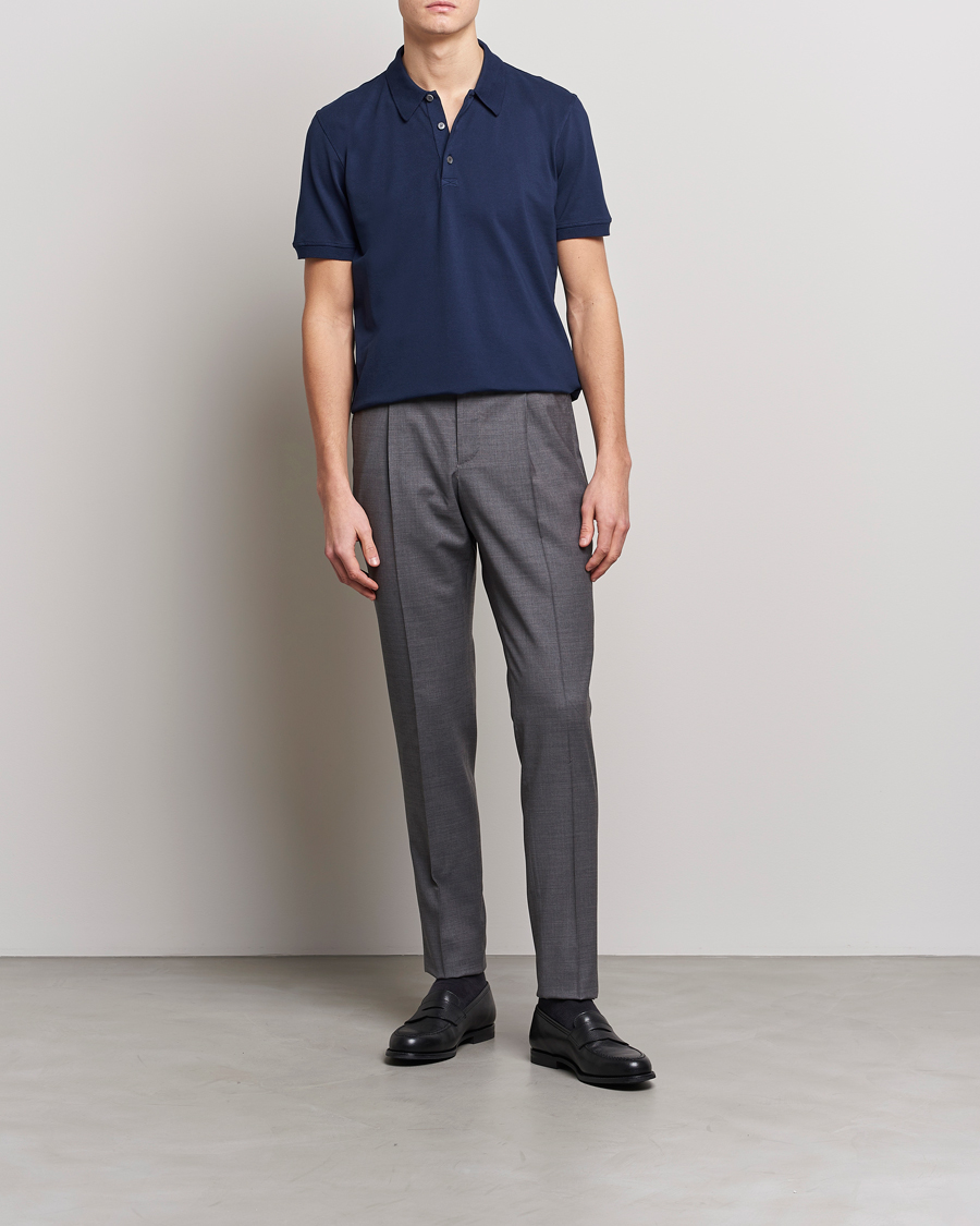 Mies | Pikeet | Piacenza Cashmere | Portofino Short Sleeve Polo Navy