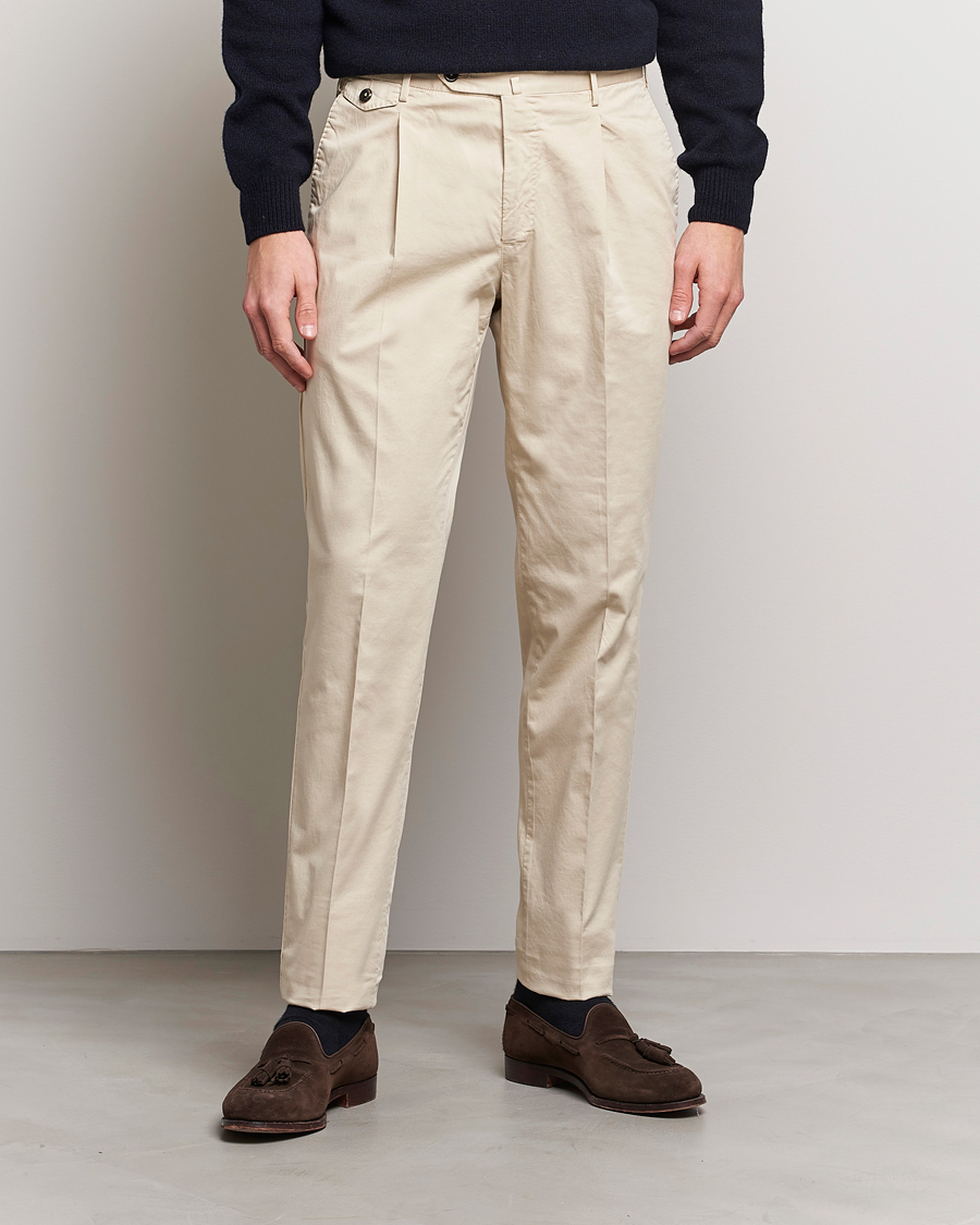 Mies | Italian Department | PT01 | Gentleman Fit Cotton Stretch Chinos Light Beige