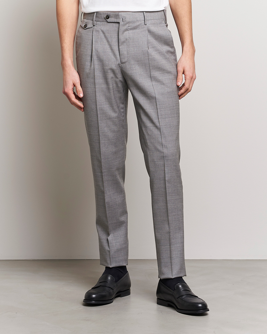 Mies | PT01 | PT01 | Gentleman Fit Wool Trousers Light Grey