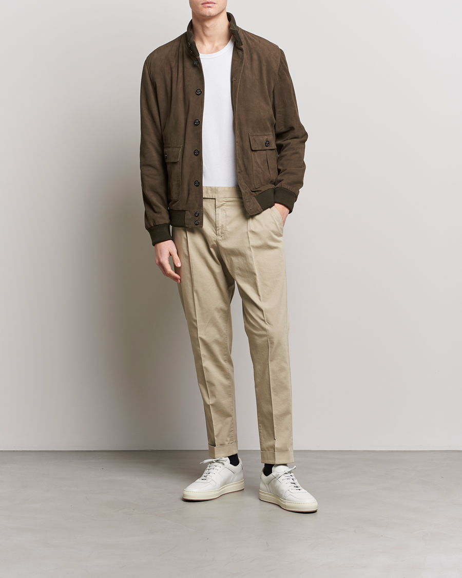 Mies | Housut | PT01 | Slim Fit Pleated Linen Blend Trousers Beige