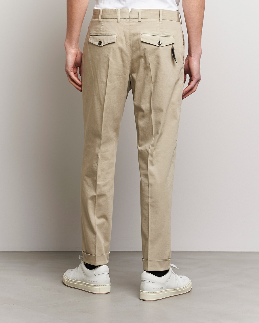 Mies | Housut | PT01 | Slim Fit Pleated Linen Blend Trousers Beige
