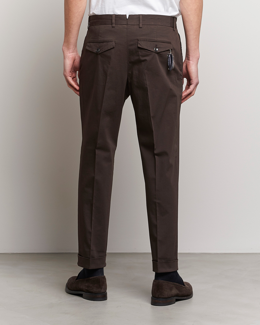 Mies | Housut | PT01 | Slim Fit Pleated Linen Blend Trousers Chocolate