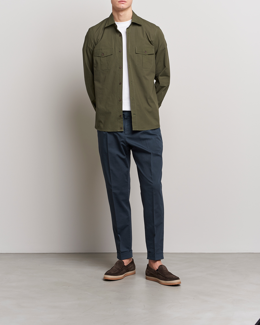 Mies | Housut | PT01 | Slim Fit Pleated Linen Blend Trousers Navy