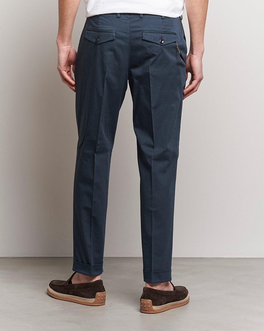 Mies | Housut | PT01 | Slim Fit Pleated Linen Blend Trousers Navy