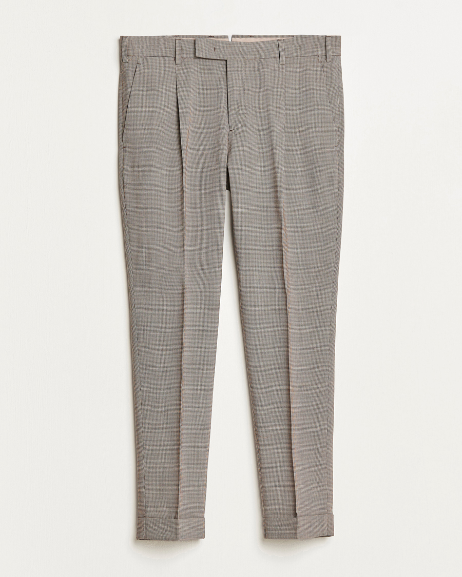 Mies | Housut | PT01 | Slim Fit Pleated Soft Wool Trousers Beige