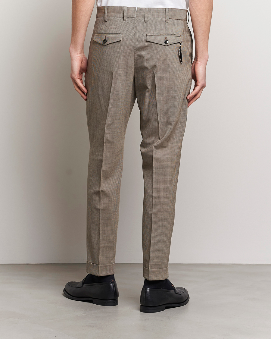Mies | Housut | PT01 | Slim Fit Pleated Soft Wool Trousers Beige