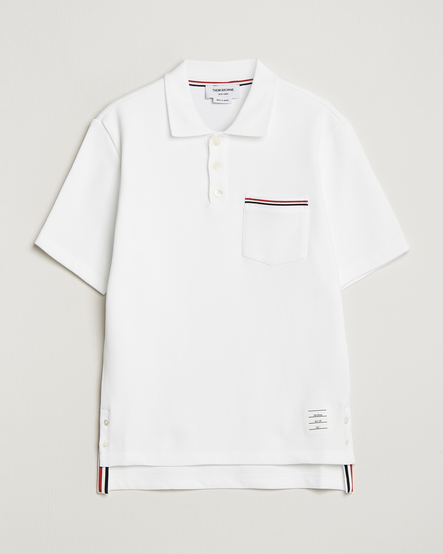 Mies | Pikeet | Thom Browne | Short Sleeve Pocket Polo White