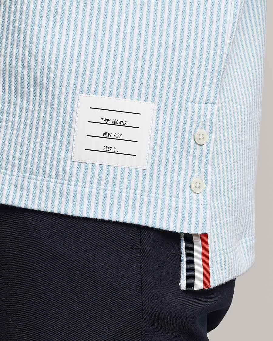 Mies | Pikeet | Thom Browne | Short Sleeve Seersucker Polo Light Blue