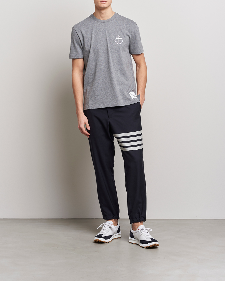 Mies | T-paidat | Thom Browne | Anchor Embroidered T-Shirt Light Grey