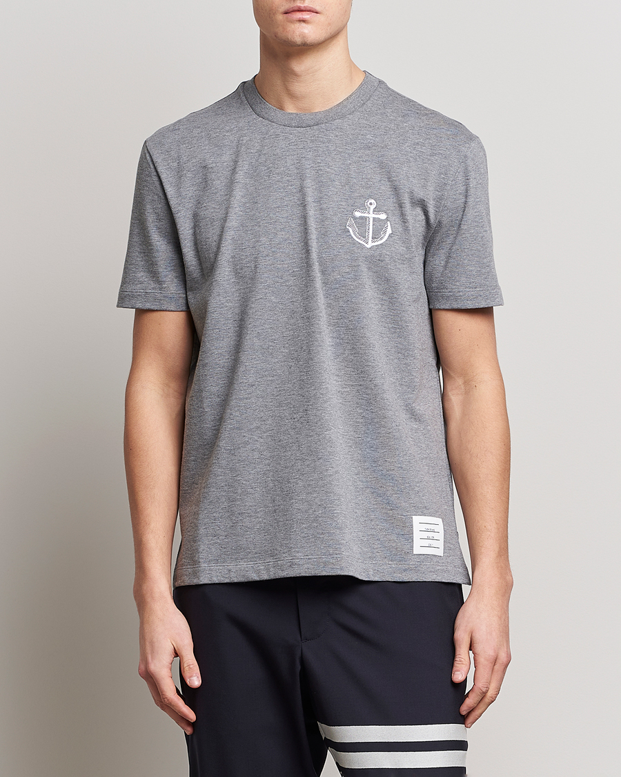 Mies |  | Thom Browne | Anchor Embroidered T-Shirt Light Grey