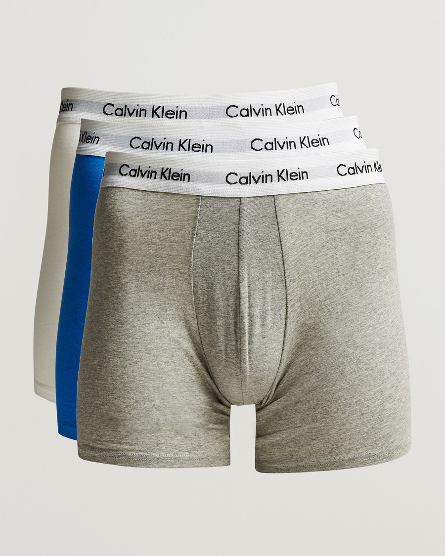 Mies | Alusvaatteet | Calvin Klein | Cotton Stretch 3-Pack Boxer Breif Grey/White/Blue