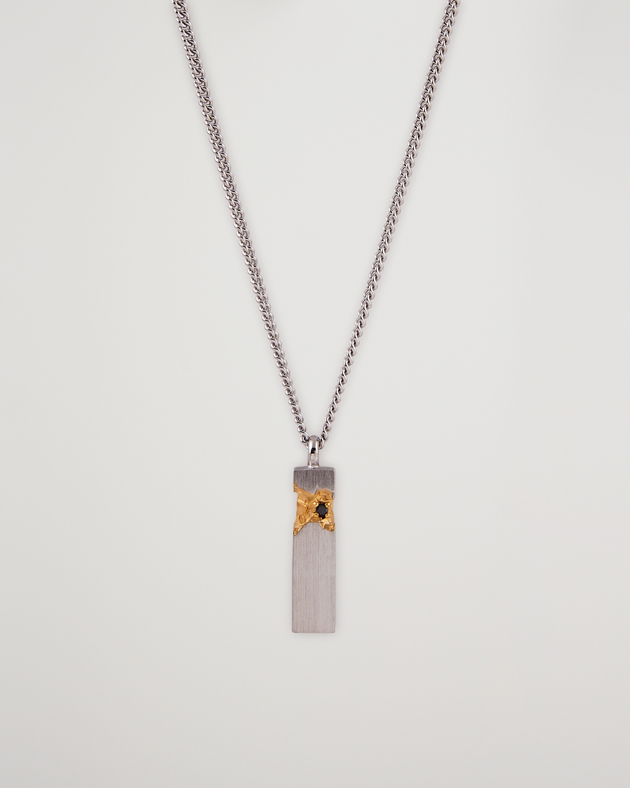 Mies | Tom Wood Mined Cube Pendant Necklace Silver/Black | Tom Wood | Mined Cube Pendant Necklace Silver/Black