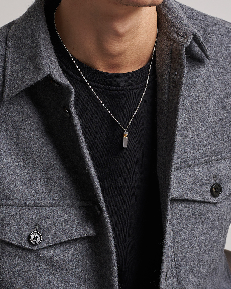 Mies | Tom Wood Mined Cube Pendant Necklace Silver/Black | Tom Wood | Mined Cube Pendant Necklace Silver/Black