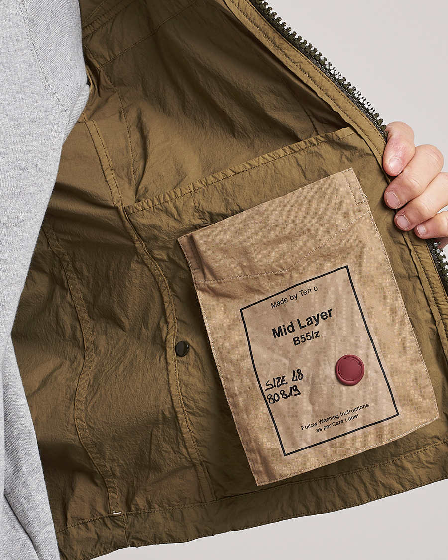 Mies | Takit | Ten c | Garment Dyed Nylon Hooded Jacket Olive