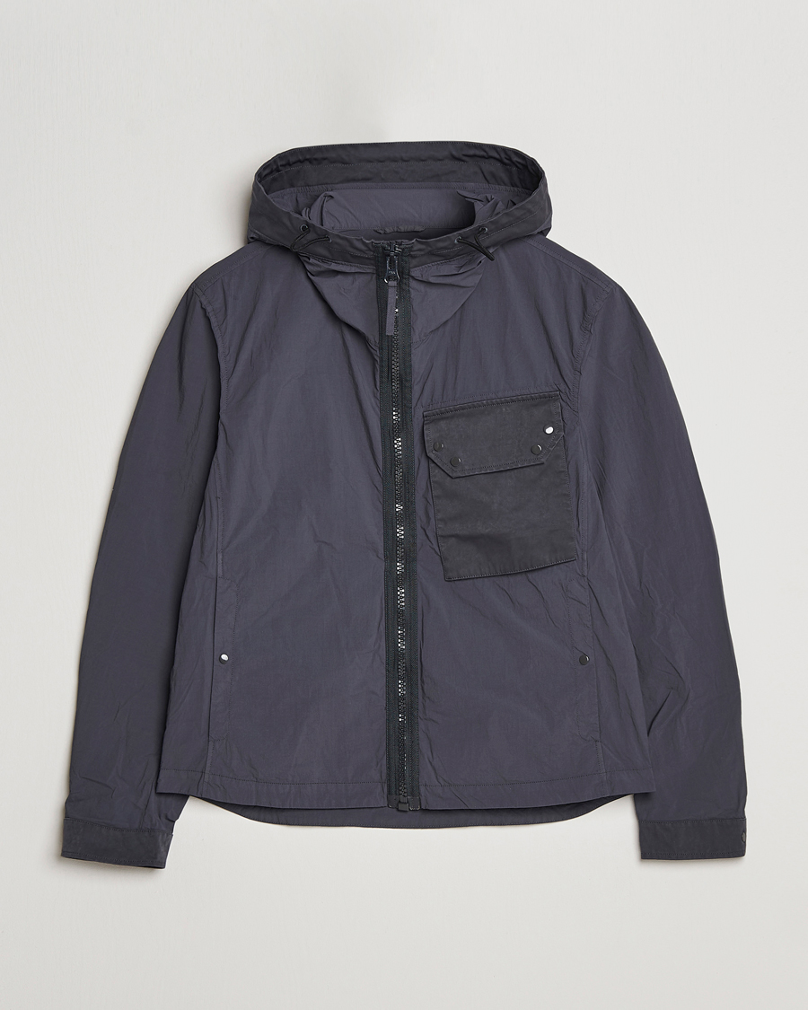 Mies | Takit | Ten c | Garment Dyed Nylon Hooded Jacket Blue Grey