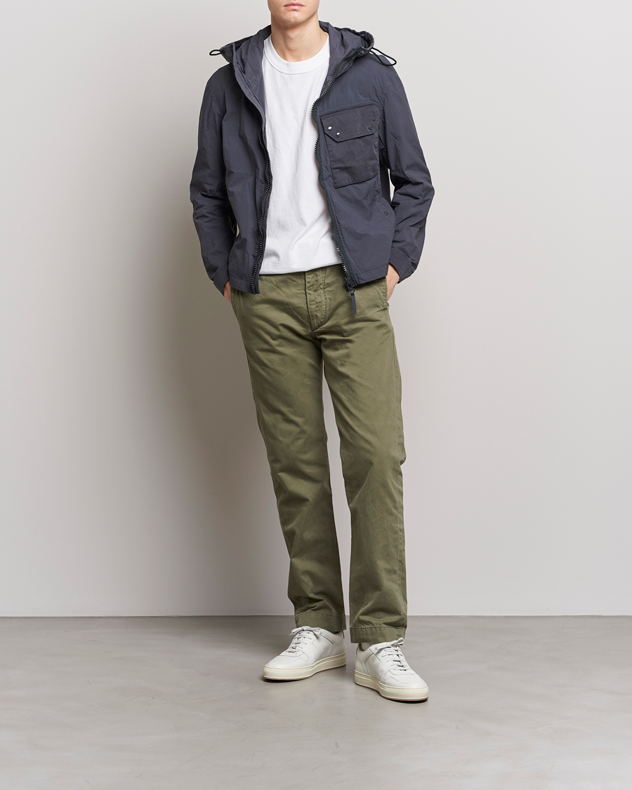 Mies | Takit | Ten c | Garment Dyed Nylon Hooded Jacket Blue Grey