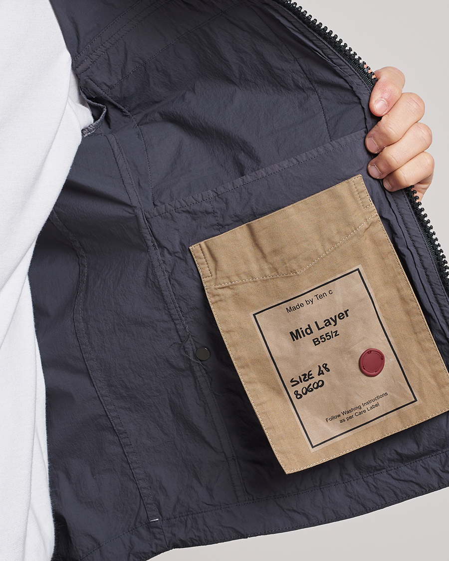 Mies | Takit | Ten c | Garment Dyed Nylon Hooded Jacket Blue Grey