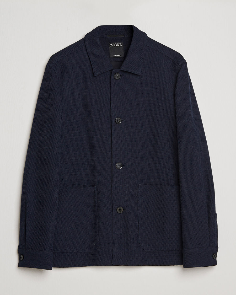 Mies | Takit | Zegna | Wool Jersey Chore Jacket Navy
