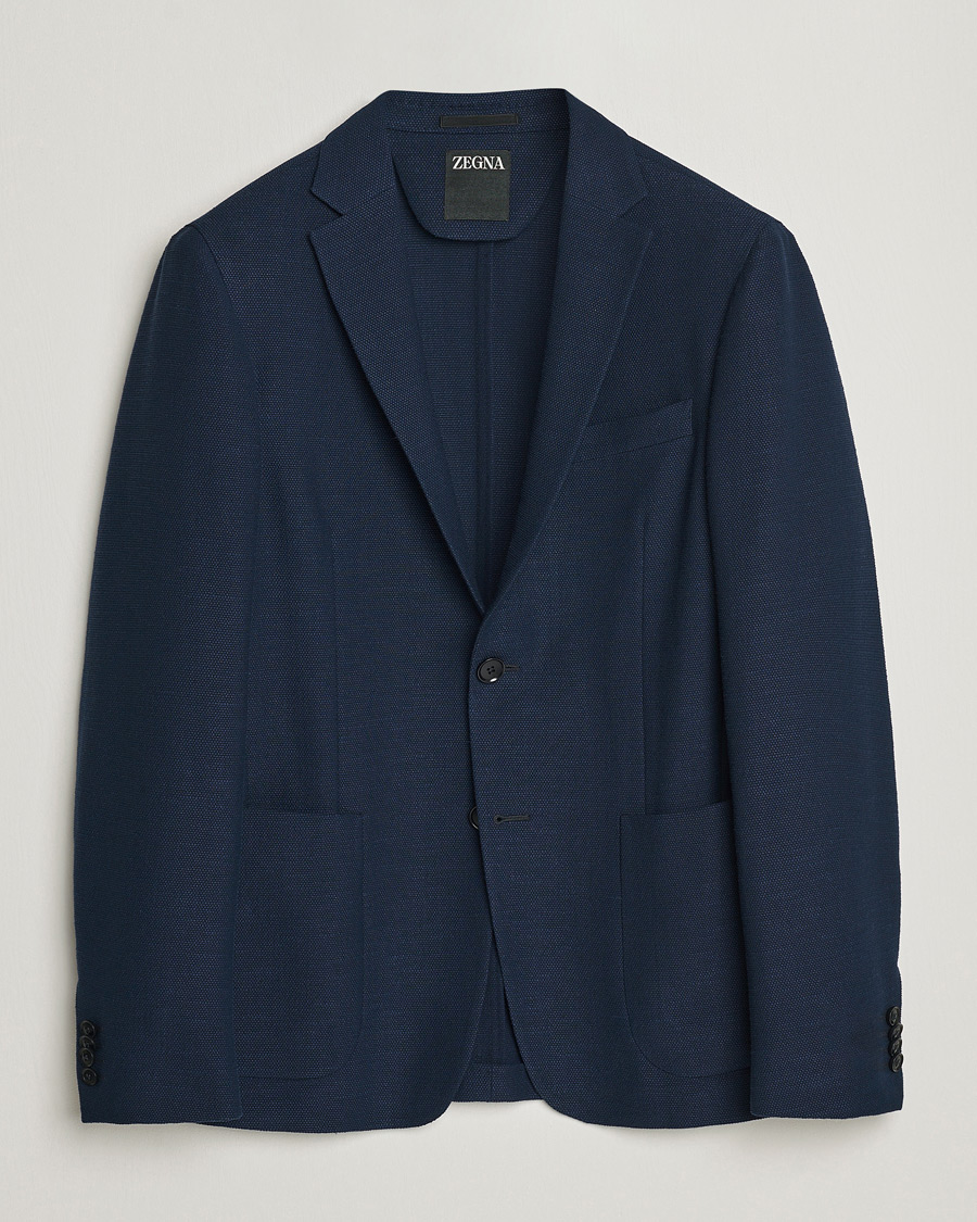 Mies | Pikkutakit | Zegna | Cotton/Linen Informale Blazer Navy